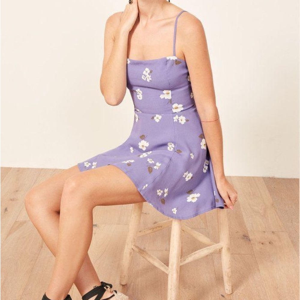 Reformation Kendall Dress in Purple Cornelia Print